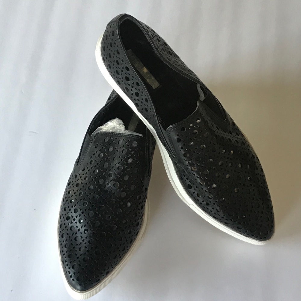 Black perforated slip on sneakers 8.5 BCBG